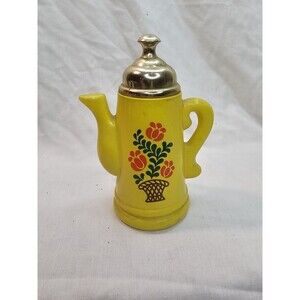 Avon Foam Bath Oil Empty Bottle Koffee Klatch Lilac Yellow Coffee Pot 5 Fl Oz